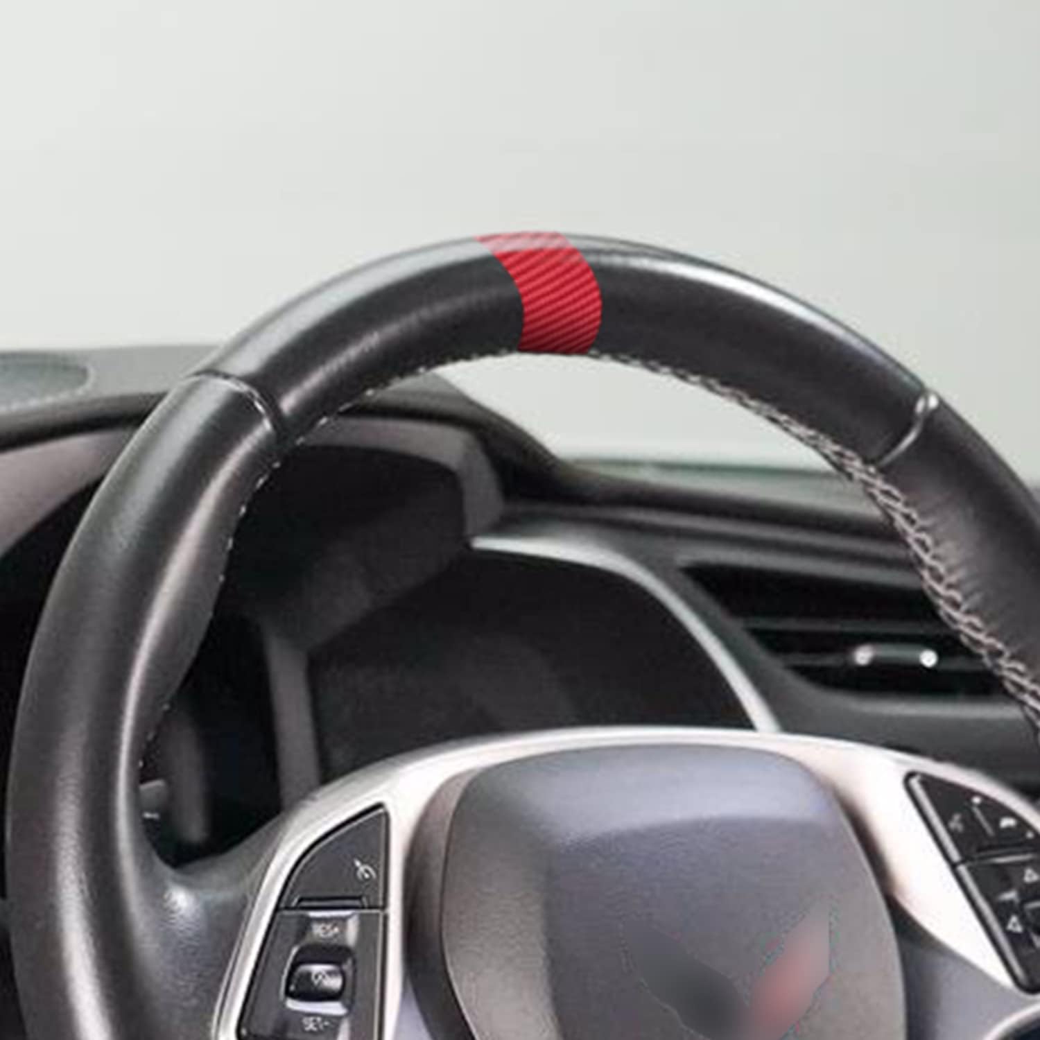 Gomu Steering Wheel Stripe Overlay Pre Cut Graphic Vinyl Decal Compatible with Chevy Corvette C4 C5 C6 C7 C8 1984-2021 - Carbon Fiber Red