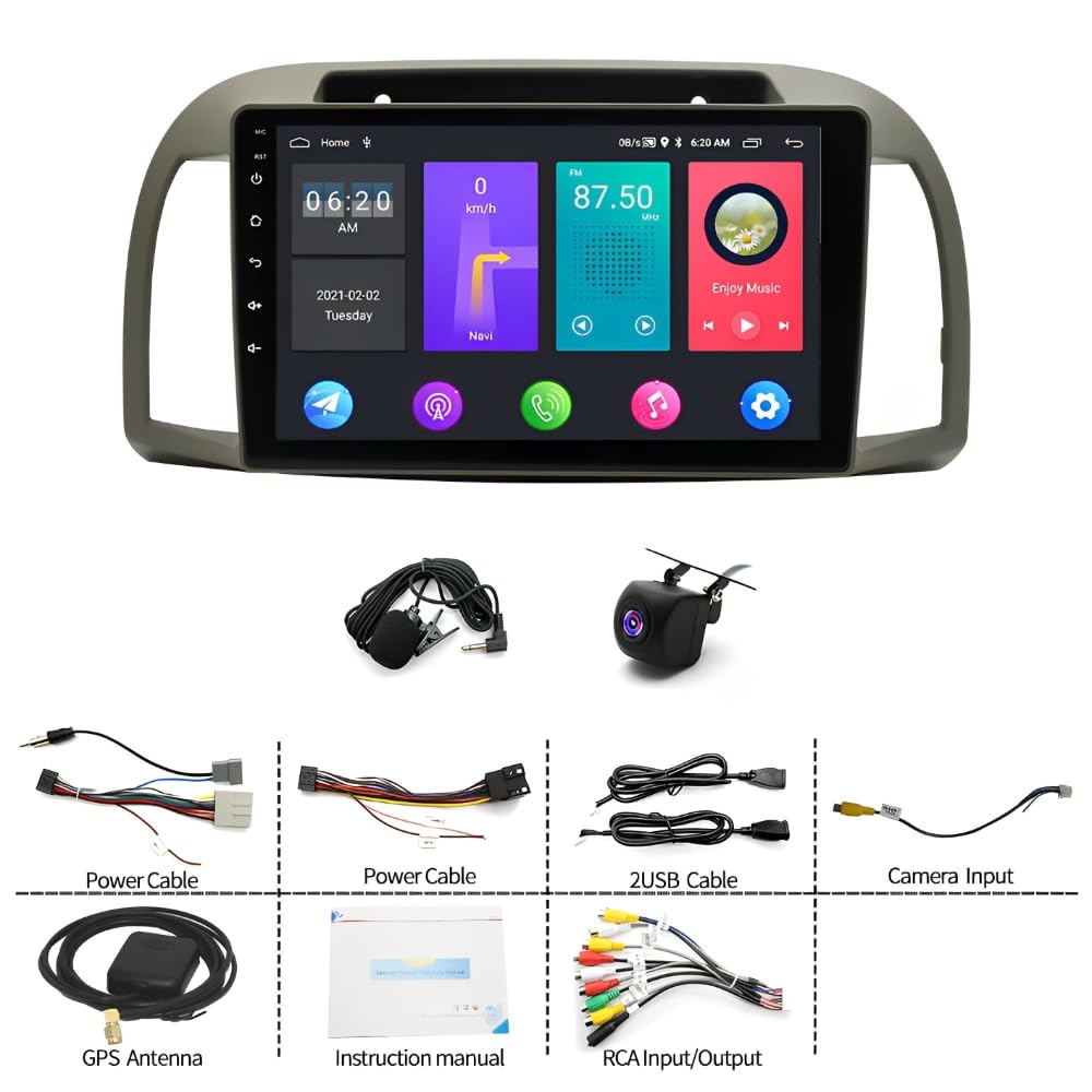 2+64G Android 14 Autoradio 2 Din für Nissan Micra 3 K12 2002-2009, 9 Zoll IPS Touchscreen Head Unit Radio mit Wireless Carplay Android Auto GPS Navi WiFi Bluetooth FM/RDS Rückfahrkamera Mirror Link