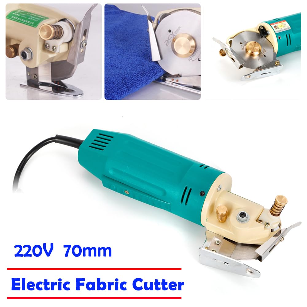 Taglierina elettrica industriale per tessuti, 170 W, 220 V, con lama in acciaio da 70 mm, spessore di taglio fino a 25 mm, lama di ricambio, cavo di alimentazione lungo, per tessuti, pelle, carta