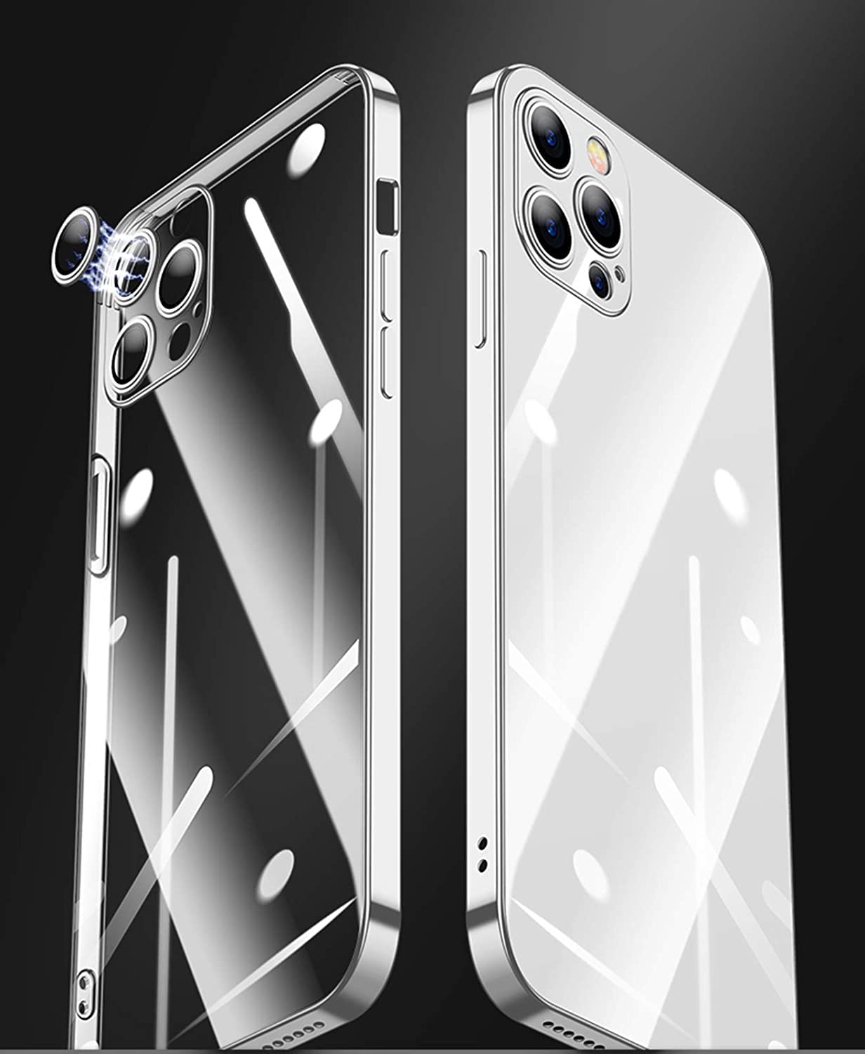 Coque iPhone 12 Pro Max argent en TPU souple antichoc avec protection objectif - 8