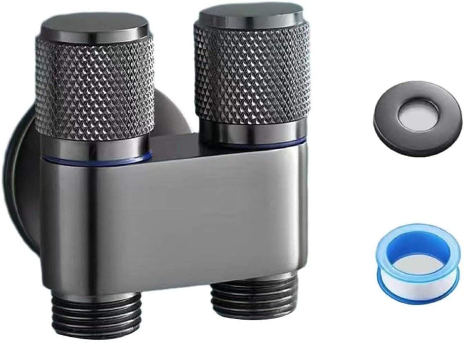 Válvula de doble esquina para inodoro, grifo de agua 1 en 2, grifo de lavadora de doble salida, válvula desviadora de 3 vías, acero inoxidable, ideal para cocina, baño, jardín, hotel