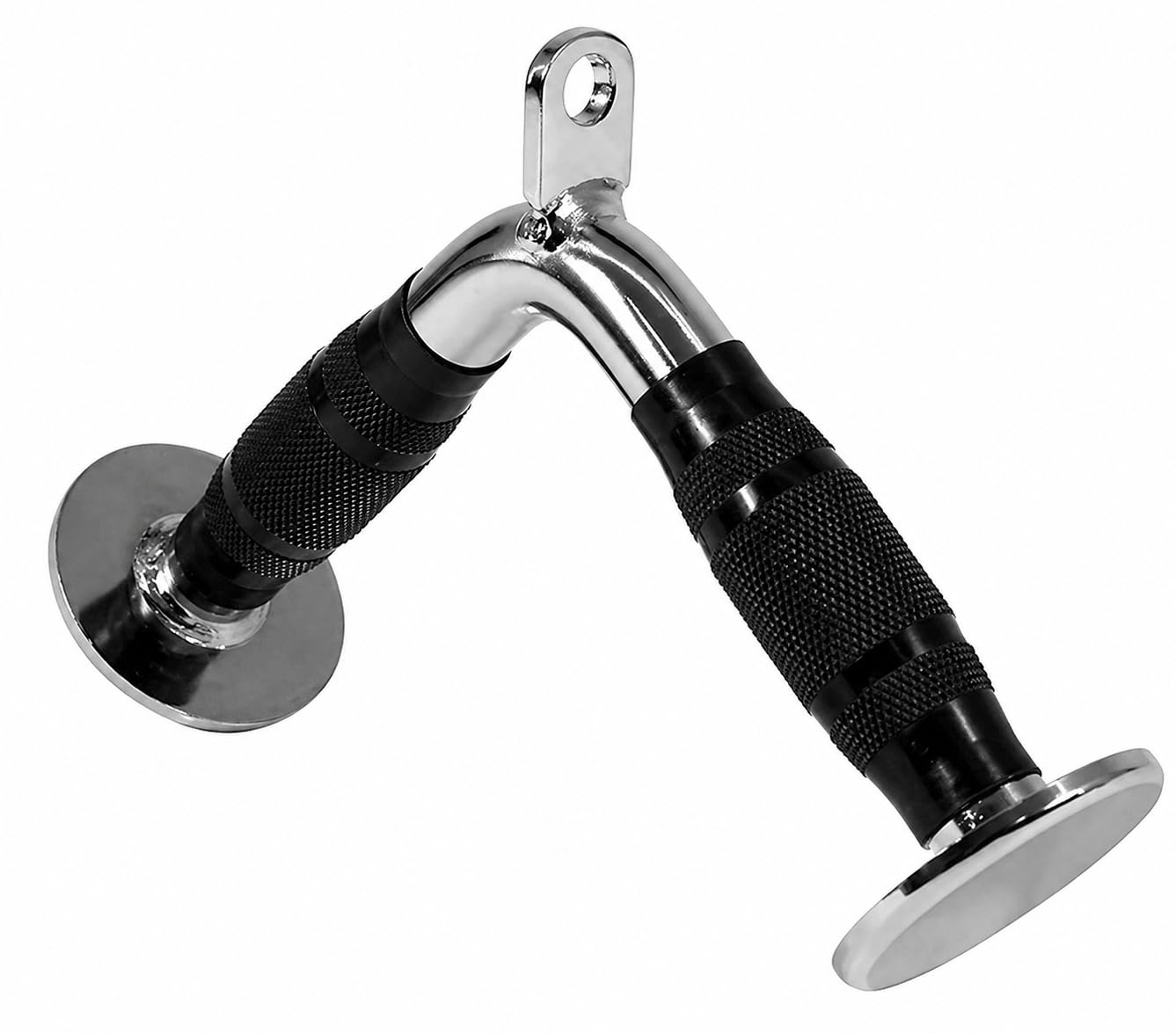 Double D Rowing Handle for Gym Cable Machine | Heavy Duty Chrome Steel Double D Grip Attachment with Rubber Knurled Handle | LAT Pulldown, Seated Row, T-Bar Row, Back Workout Attachment for Home Gym (V-shaped tricep Handle Half Grip)-image-49