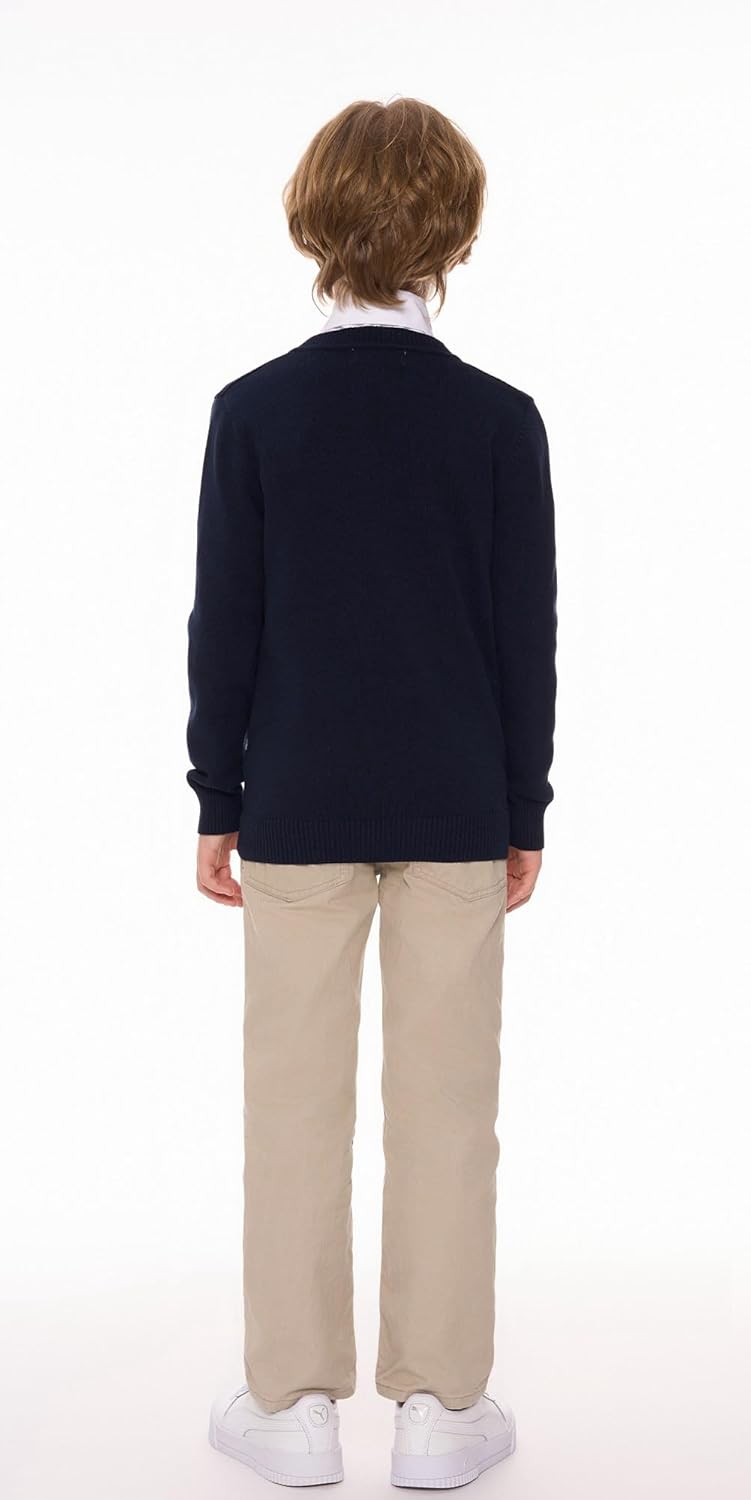 SMINLING Pinker Boys Sweater Pullover School Uniform V-Neck Soft Cotton Clothing - Image 5