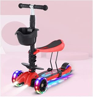 Dzwyc Scooter Widening Wheel Scooters Light Wheels Back Wheel Brake for 2-12 Years Old - Foldable Scooter With Removable Seat Three-scooters (Color : B)
