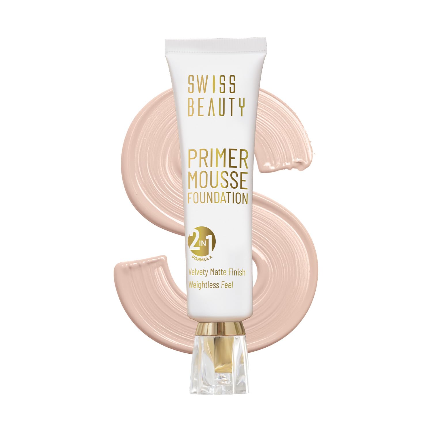 SWISS BEAUTY Primer Mousse Foundation Weightless Smooth & Velvet Touch, Face MakeUp, White, 30ml