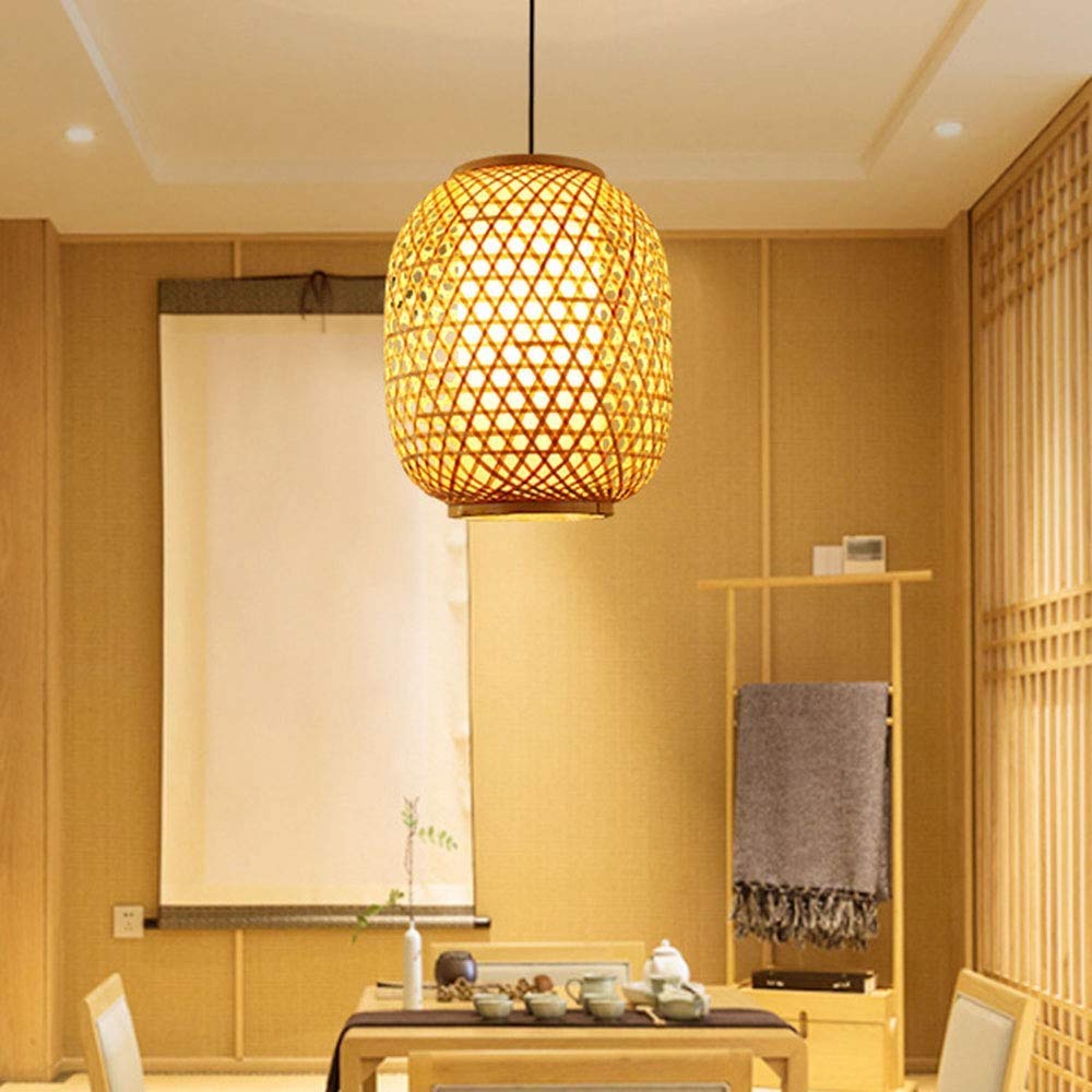 CHENKUI Lámpara De Araña Moderna Estilo Geometría 1 Luz, Iluminación Lámpara Colgante De Techo De Ratán Tejido Accesorios Iluminación Decoración Tejida De Nido De Pájaro De Mimbre para Cafetería, Bar