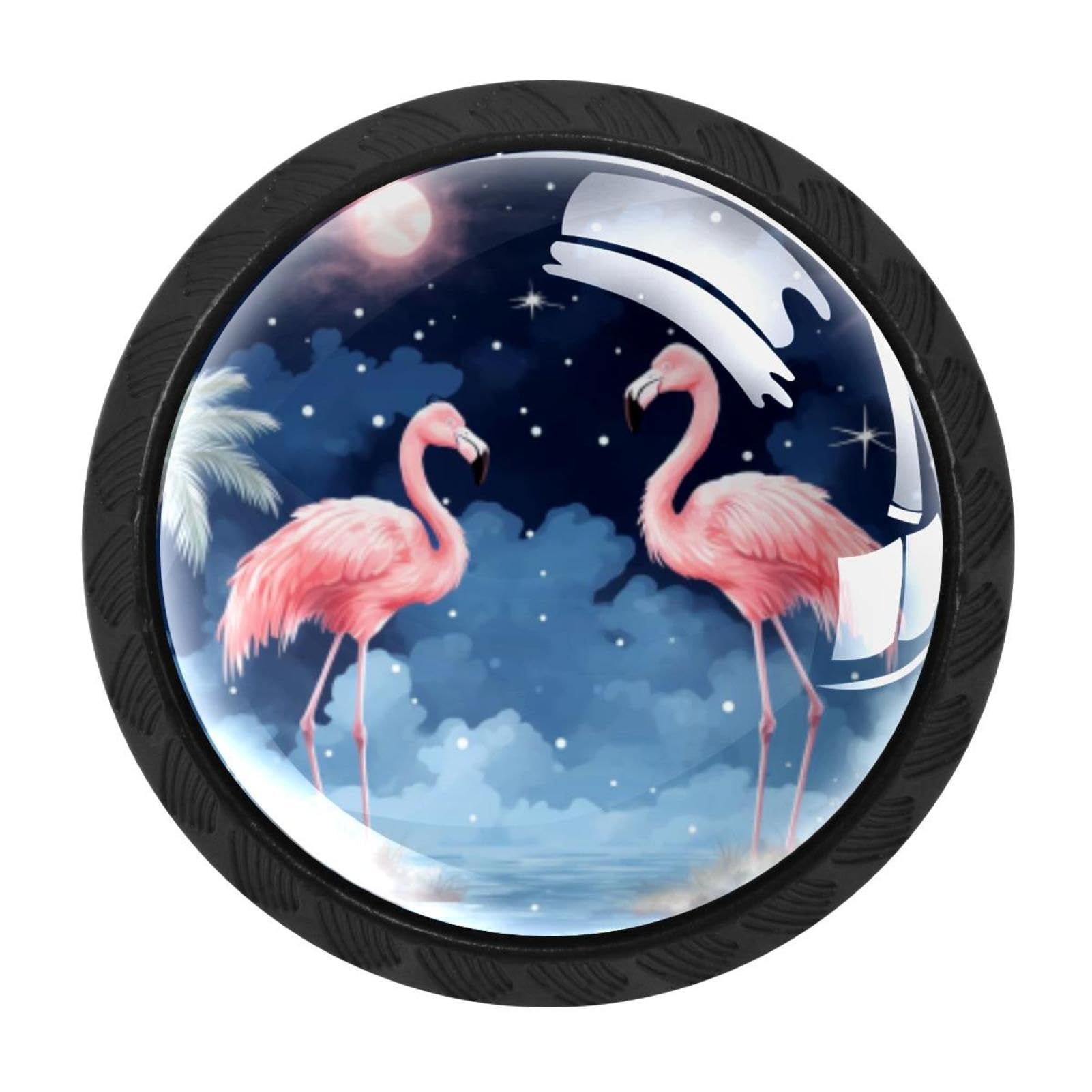 Chenzzzz Multicolored 02 4 Pcs Starry Flamingos Crystal Glass Cabinet Knob Drawer Pull Handle For Kitchen Cupboard Dresser Wardrobe Etc