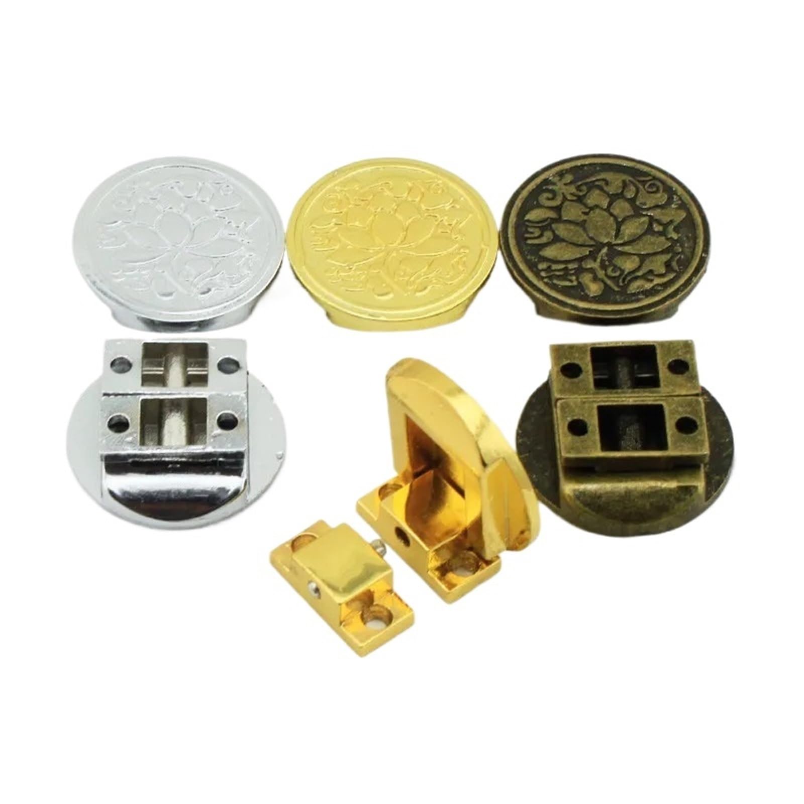 Serrure en alliage de zinc ronde grise W-009 avec vis de fixation incluse
