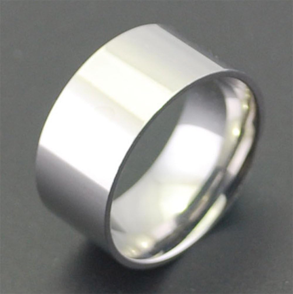 Fashion Month Men Women 10mm Wide Stainless Steel Ring Silver Rose 18k Gold Big Cool Band Polished Flat Top Comfort Fit