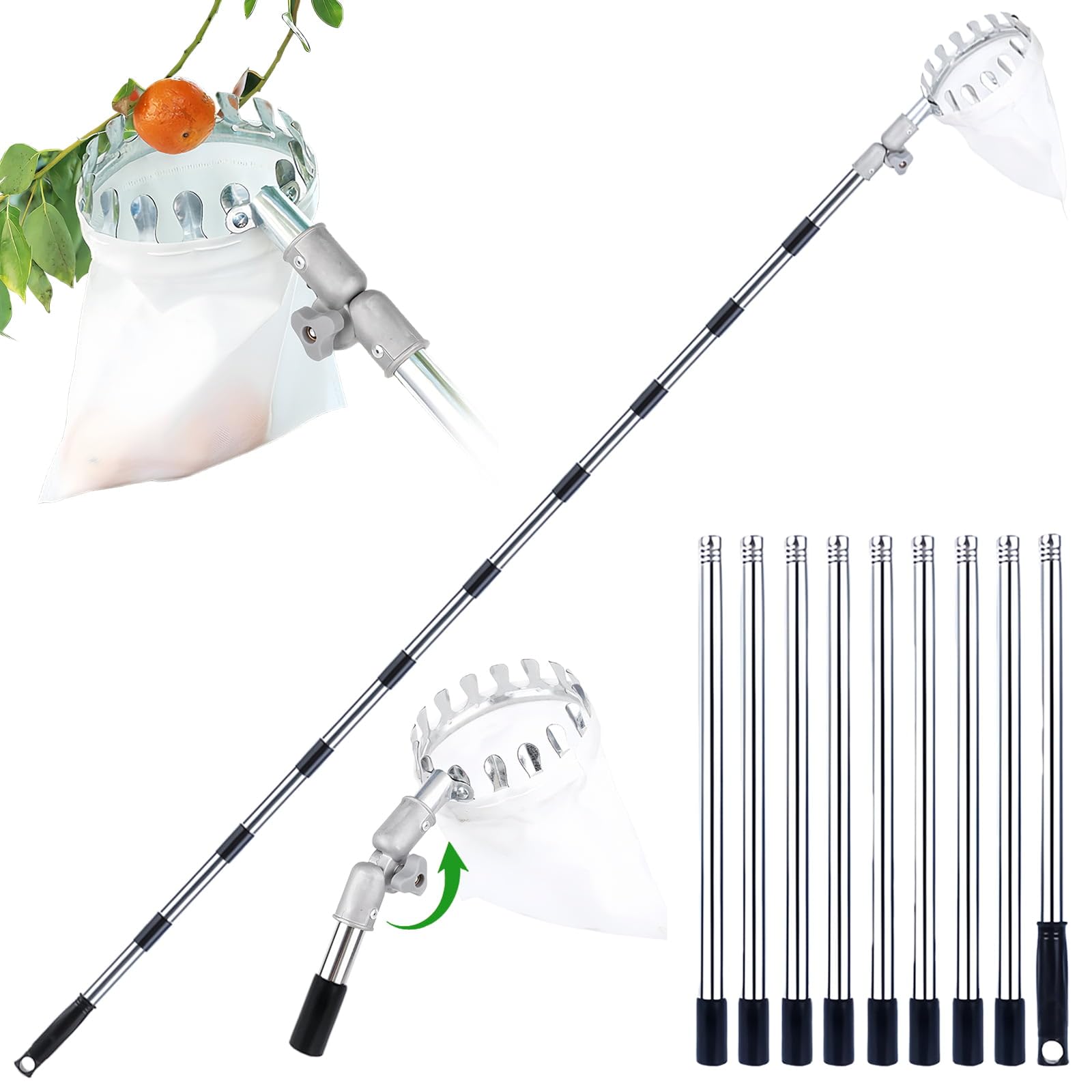 Apple Picker Fruit Grabber Tool Adjustable Angle Fruit Catcher Berry Picker