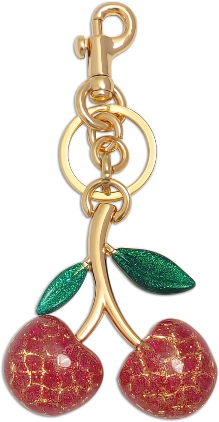 Cherry Bag Charms,Cute Purse Keychain,Key Chains Women Cute,Car keyrings leather handbags,Valentines Day Gifts