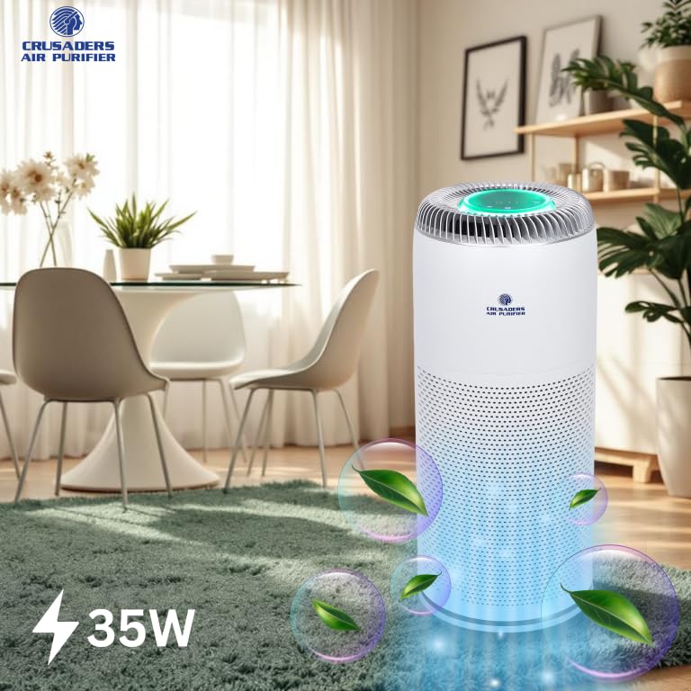 Image of Crusaders XJ-3500H Smart Air Purifier for Home & Office | HEPA, Plasmacluster, PM2.5 Indicator, Auto Mode, Deodorizing Filter, Touch Panel | 6-Stage Filtration for Medium Rooms