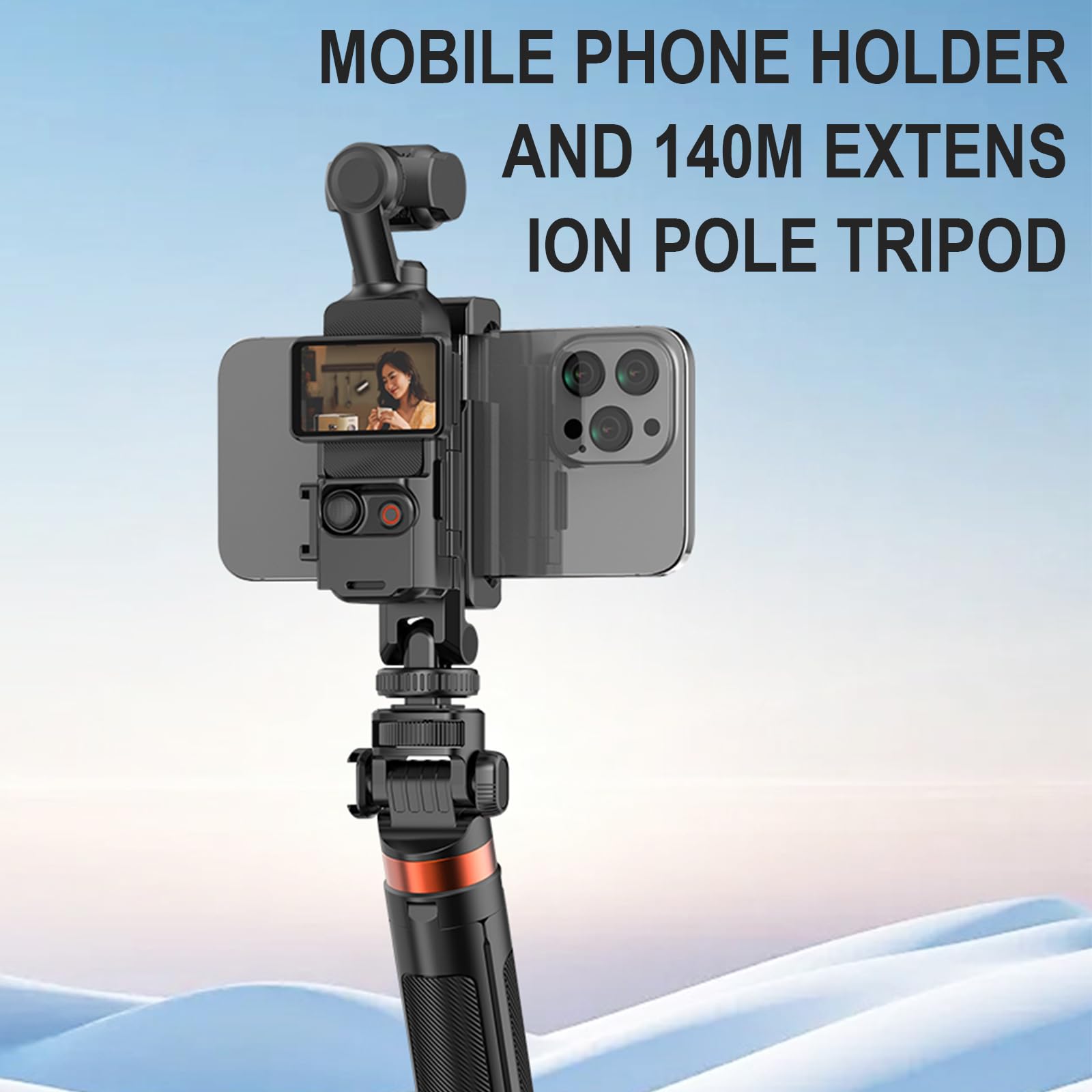 Morsetto per telefono cellulare con supporto teleprompter filettatura da 1/4" per 3 gimbal, consente una registrazione video fluida con la fotocamera