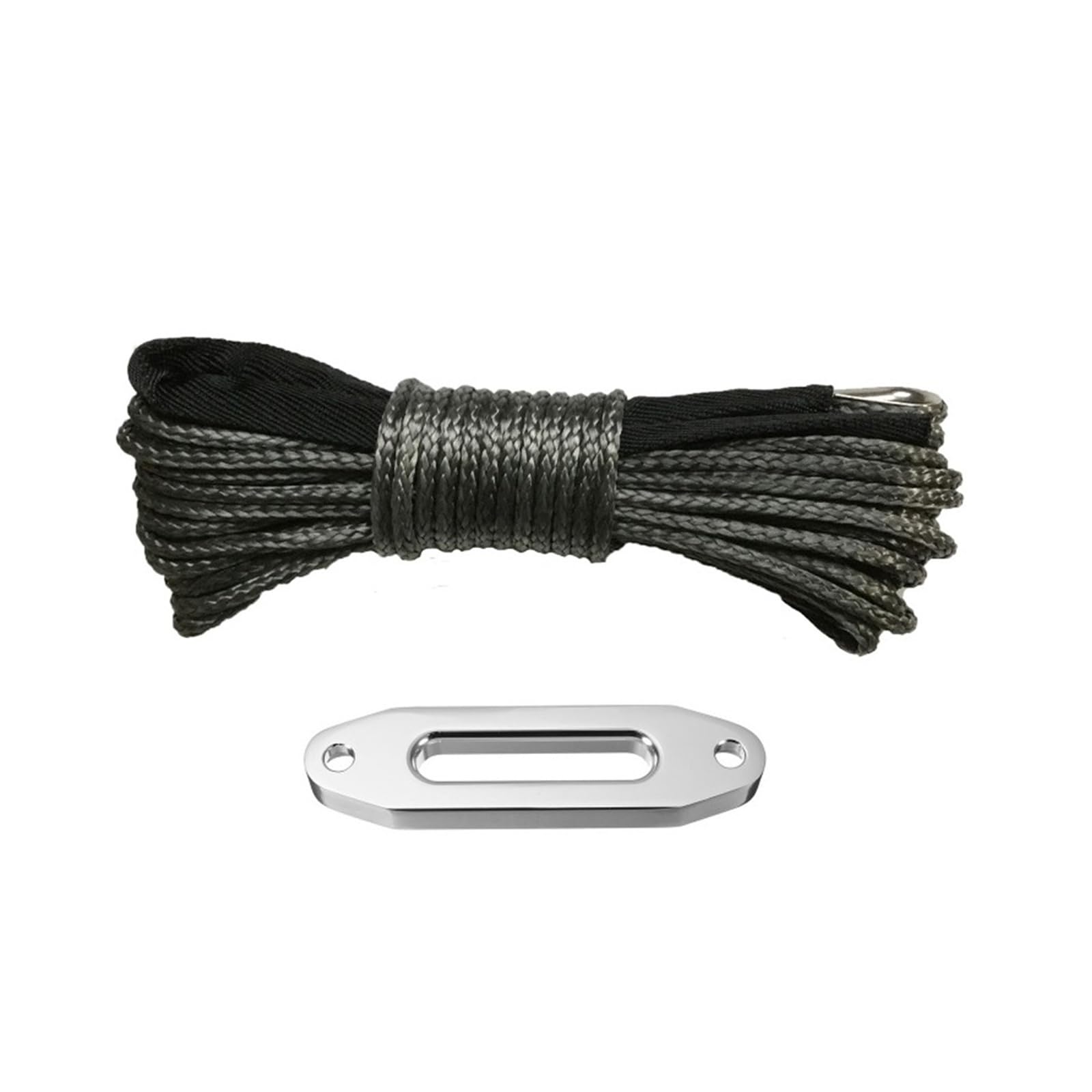 Syntetyczna lina wyciągarki 6 mm*15 m z aluminiową prowadnicą liny, zestaw pasów holowniczych do ciężkich prac w terenie o udźwigu 4000 funtów Ultramocny(Black)