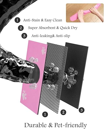 Miniatura 6 de Tapete de alimentación para mascotas, tapete absorbente para alimentos y agua, sin manchas, de secado rápido, dispensador de agua para perros,