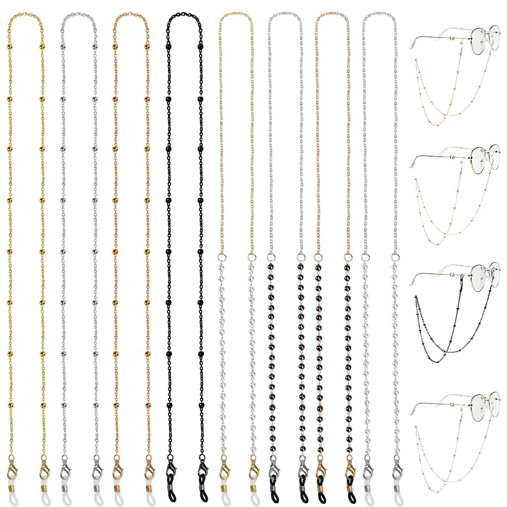 LIMITADA LIMITADA 8 PCS Cadena para Gafas Mujer Cordones para Gafas Mujer Elegante Cadena para Gafas de Metal Antideslizante Cordon Gafas con Cuentas Retenedor Cadena para Gafas de Lectura/de Sol/Miopes