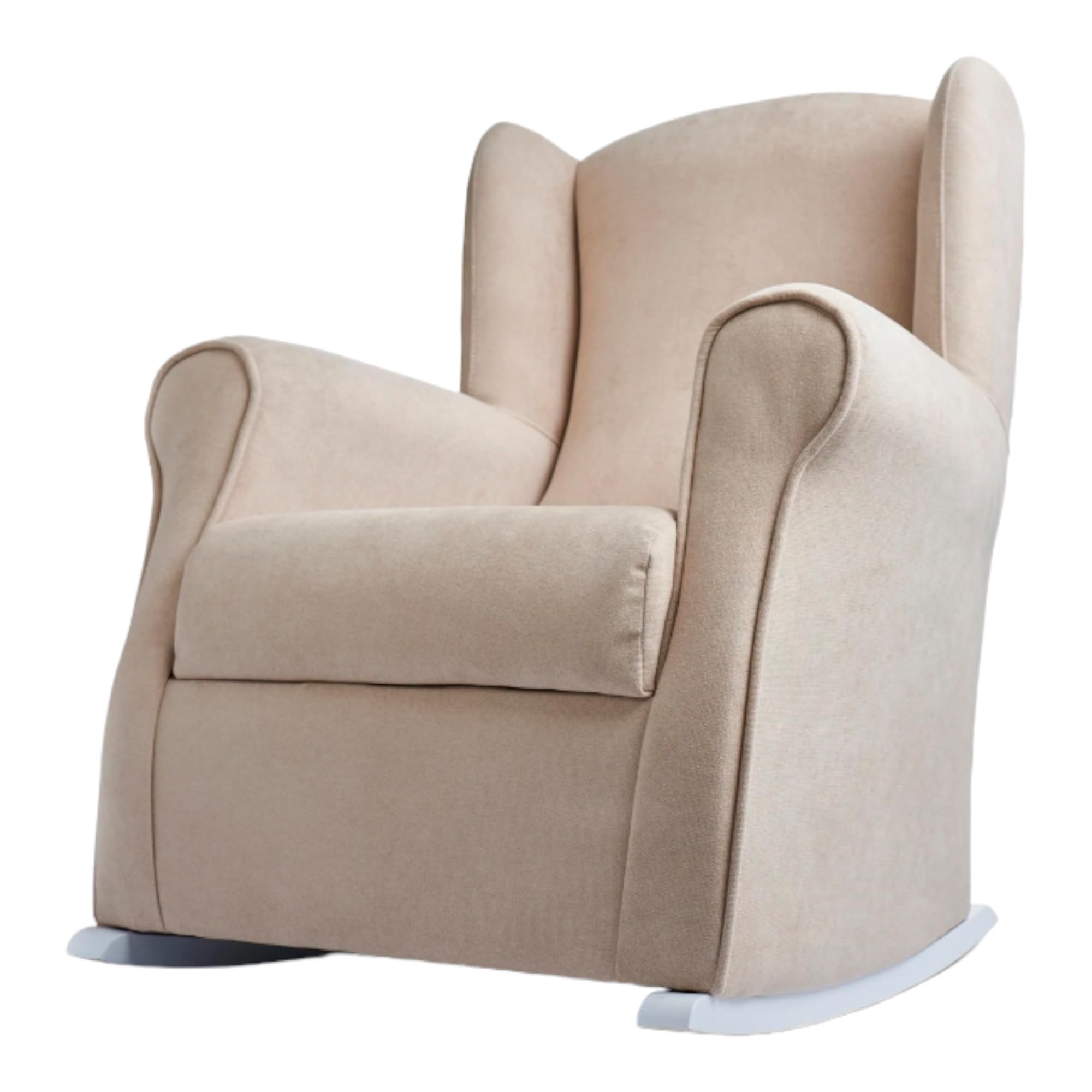 Genérico Sillón Butaca balancín/Mecedora Lactancia - tapizado Antimanchas - Pata Lacado Blanco (Beige)