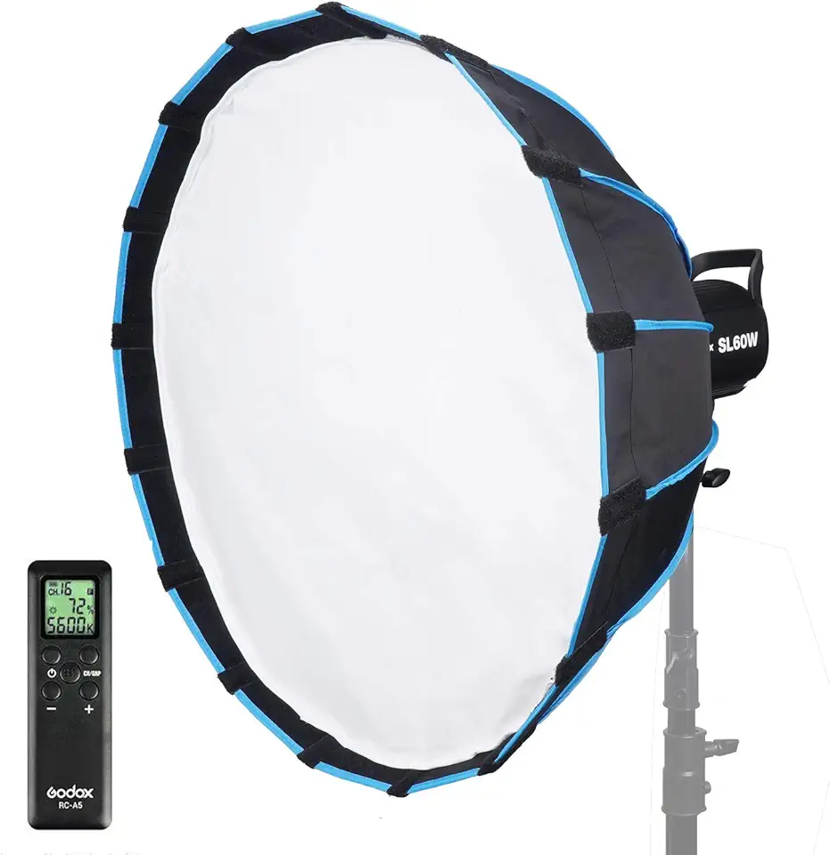 Godox SL60W Kit with Soft Box Softbox (Special Design for SL-60W) 5600K Studio Continuous LED Video Light Lamp 5600K Bowens Mount for Video Recording,Wedding,Outdoor Shooting
