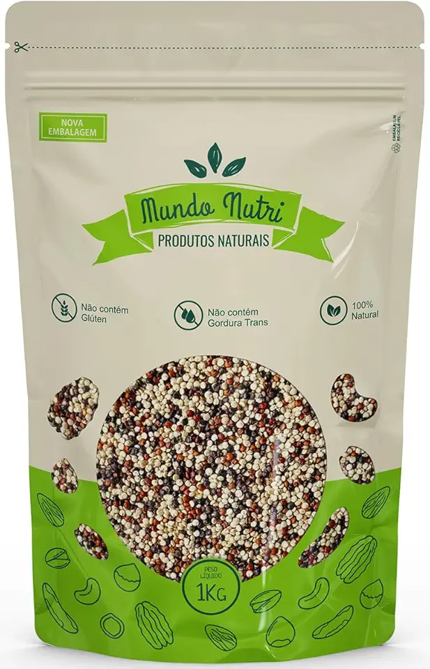 1kg Mix De Quinoa Branca, Preta e Vermelha Grãos Mundo Nutri