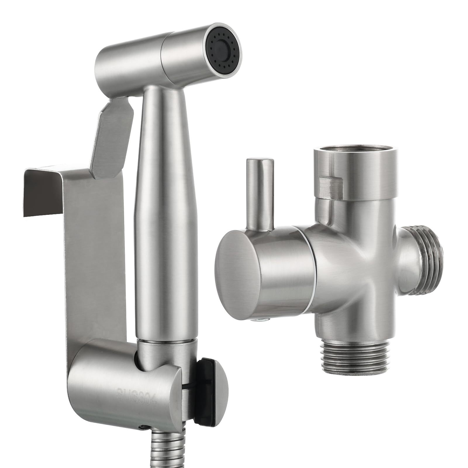 Ciencia Brushed Nickel Hand Held Bidet Sprayer Premium Stainless Steel Sprayer Shattaf - Complete Bidet Set For Toilet, Hand Bidet Sprayer For Toilet Ws024f