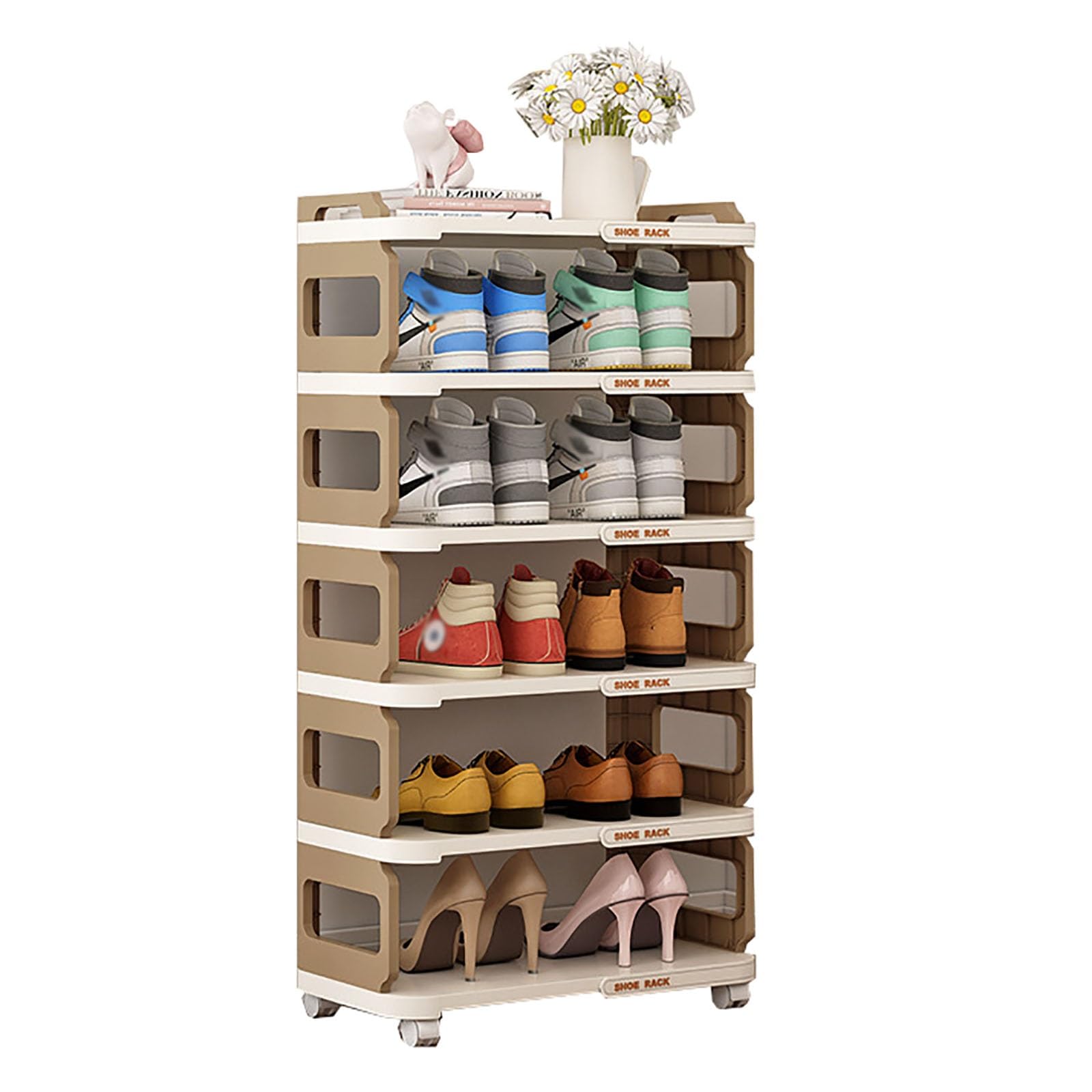 Étagère à chaussures marron idéale pour organiser une entrée encombrée