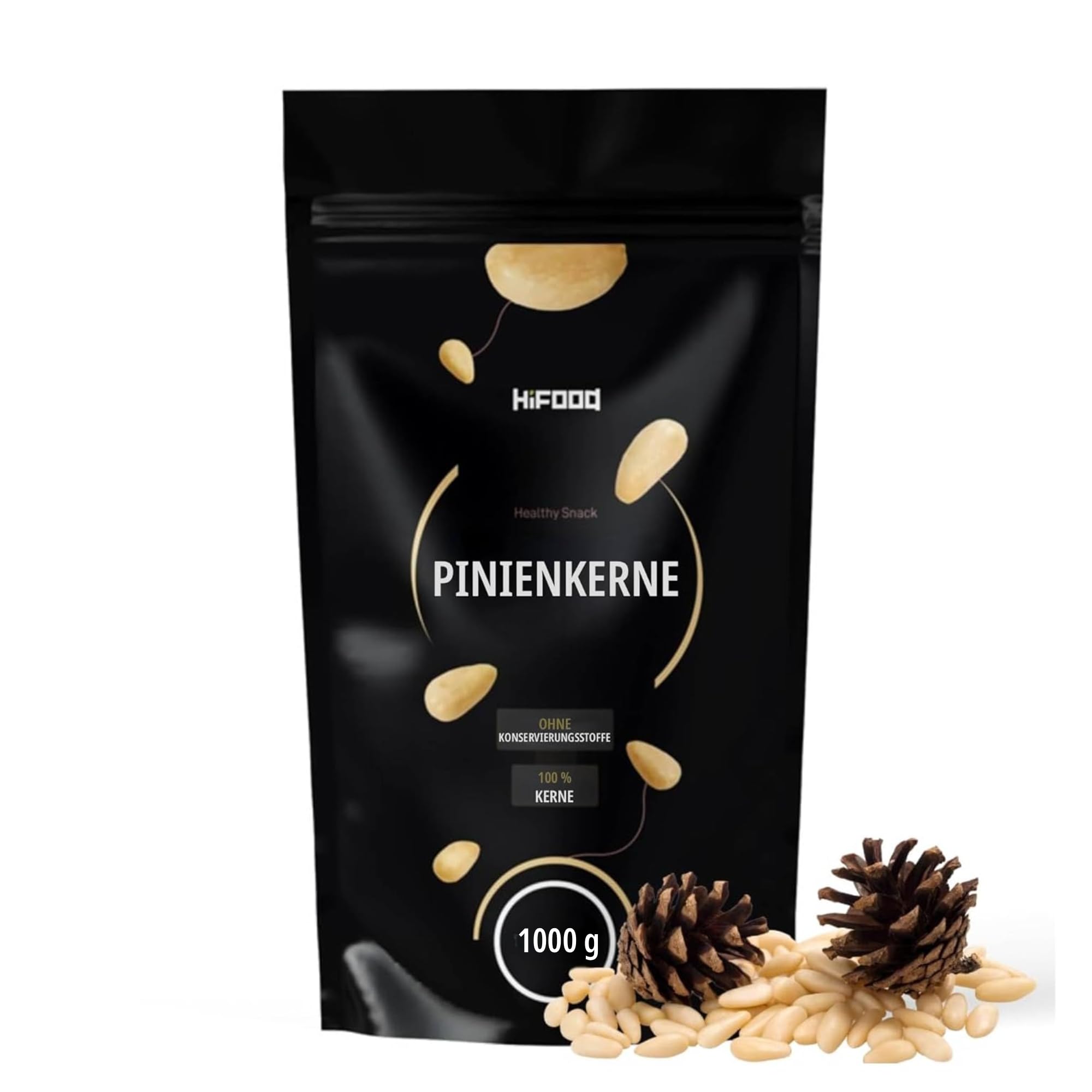 HiFood Pinienkerne 1000g (1kg) Naturbelassen Ohne Konservierungsstoffe Großpackung für Pesto Salate Kochen Backen Vegan Glutenfrei