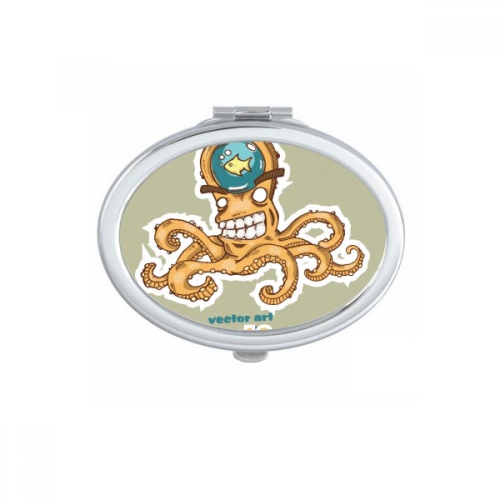 Miroir de poche jaune poulpe compact mignon pour maquillage nomade et cadeau vie marine