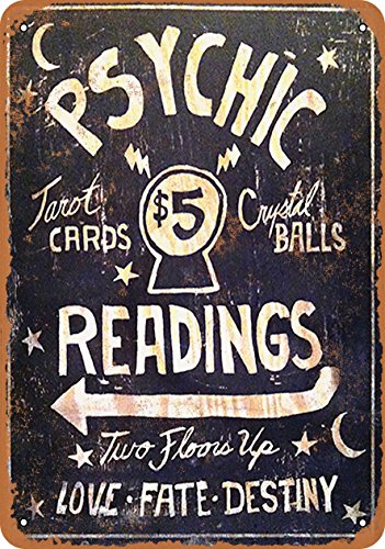 Wall-Color 9 x 12 Metal Sign - Psychic Readings $5 Tarot Cards Crystal