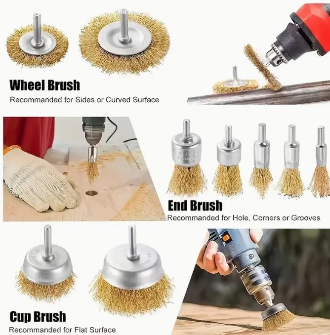 AEE® 6'lı Çelik Tel Çanak Fırça Seti Matkap Ucu Dairesel Pas Sökücü Temizleme Yağ Çapak Alma Parlatma Sıyırma Zımpara Ahşap Metal Çelik Kaynak Boya Çıkarıcı Kazıma Aparatı