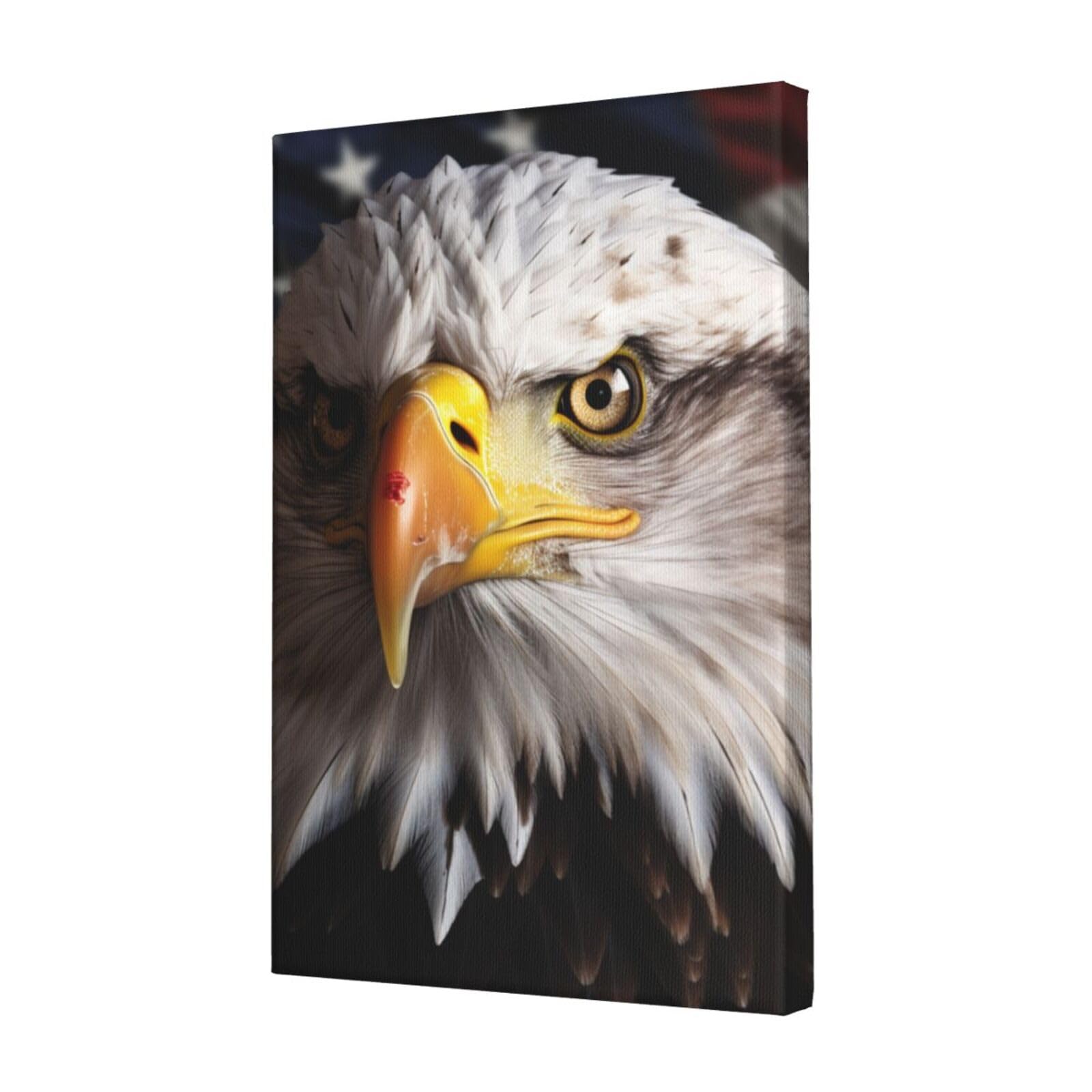 America Flag and Eagle Canvas Wall Art for Living Room Wall Decor 12"x18" Modern Artwork Painting Pictures Hanging Canvas Prints Aesthetic Wall Art for Bedroom Bathroom Office Wallart Decor