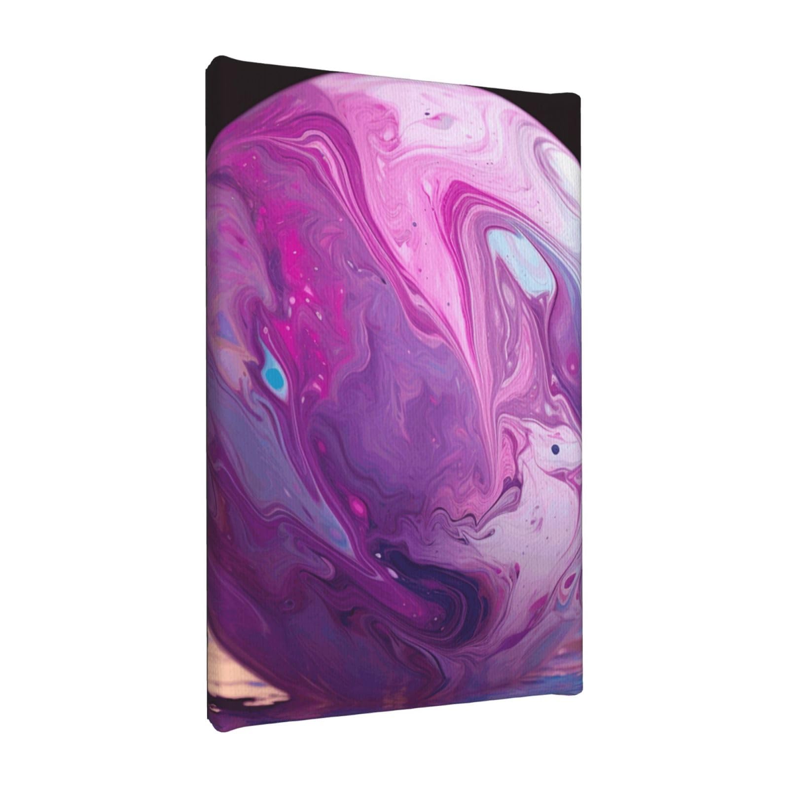 YKLJG Marble Purple Colorful Printed Wall Art Canvas Painting 20x30 CM Wooden Framed Picture Painting Artwork Prints for Bedroom Kitchen Home Office Decor