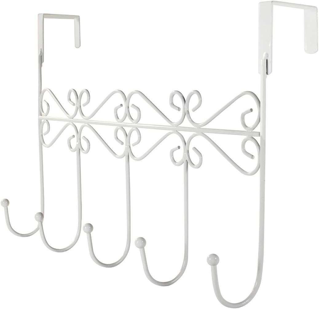 Over The Door 5 Hook Organizer Rack White Home & Kitchen