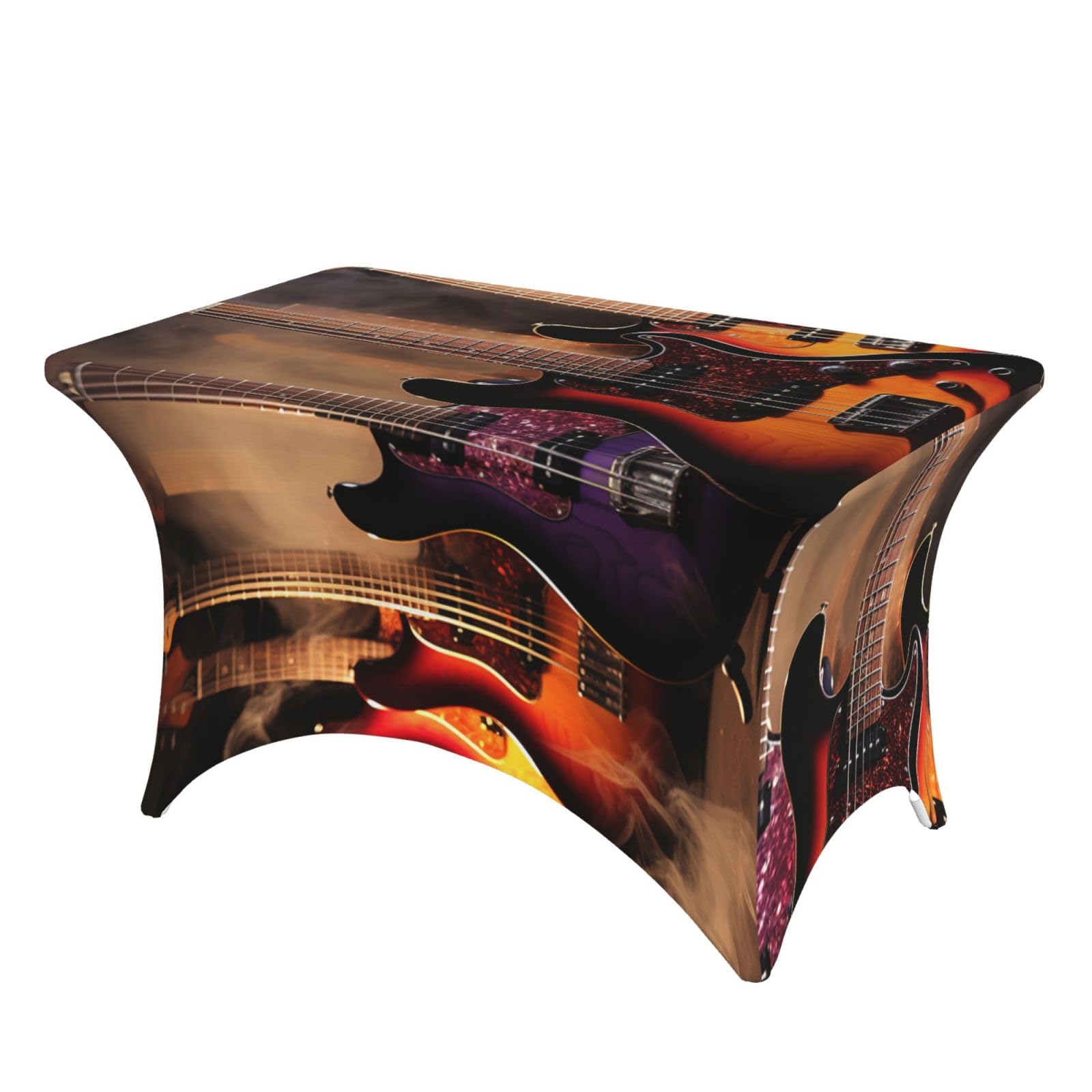 Nappe infroissable en élasthanne anti-tache de 1,2 m motif guitare rock