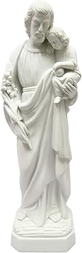 Vittoria Collection 27" Saint St Joseph with Holy Child Baby Jesus Catholic Religious White Statue Sculpture Made in Italy