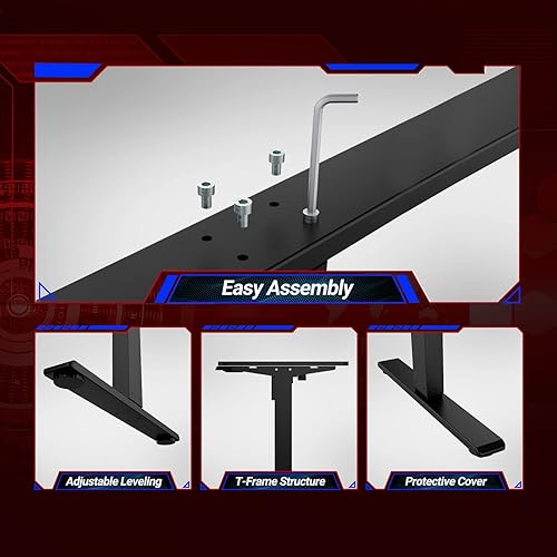 Miniatura 5 de Escritorio eléctrico de pie de 48 x 30 pulgadas escritorio de juegos de altura ajustable escritorio de pie con control de 2 botones escritorio