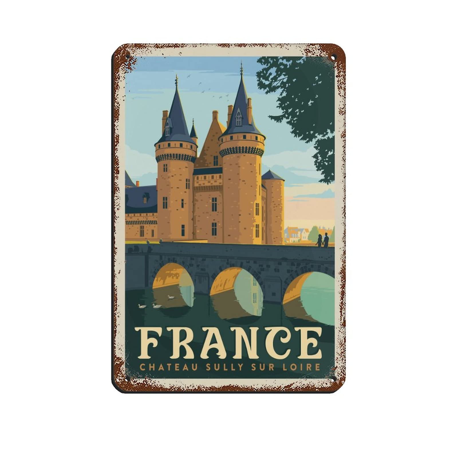 Azolid Metal Tin Signs France Loire Valley Metal Travel Tin Signs Wall Decor For Cafe Bar Pub Home 14X20cm