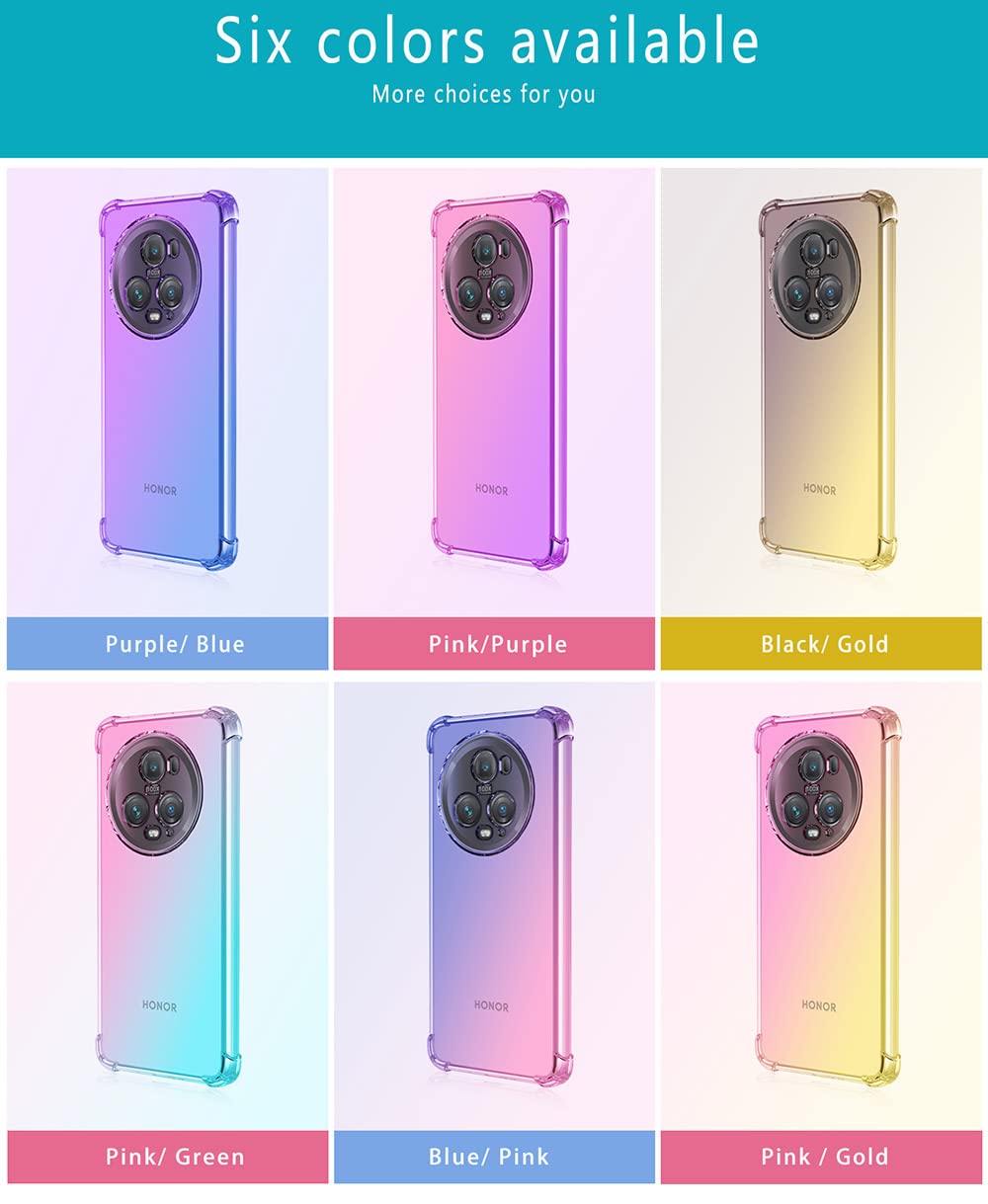 POUHYE Cover per Honor Magic 5 Pro 5G Custodia Originale, Gomma Gel di Silicone Liquida Cover con Protezione Fotocamera, Morbida Sottile e Antiurto AntiGraffio Case con Motivo a Amore Cuore Viola