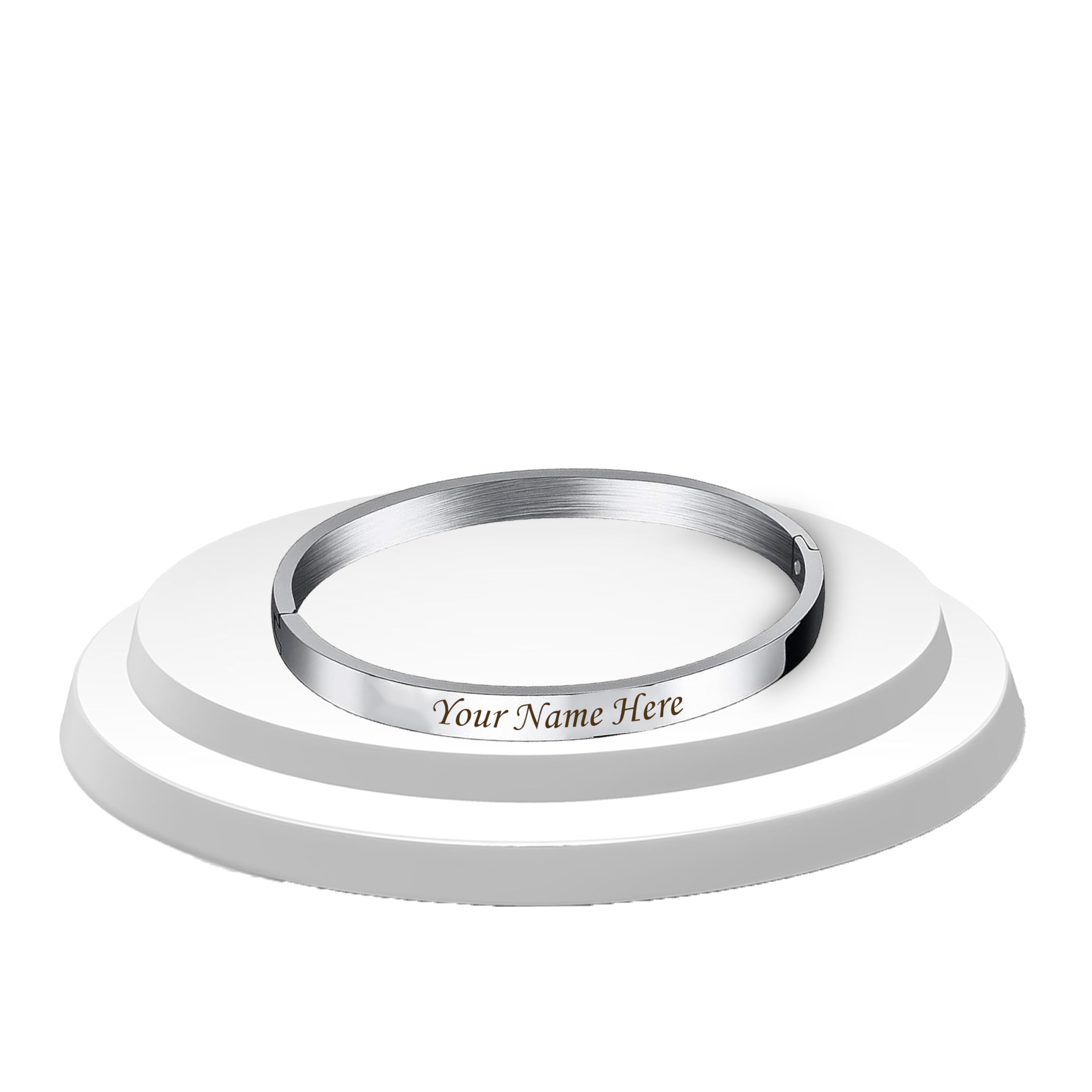 SAVRIPersonalized Stainless Steel Lock Kada/Bracelet With Your Name Or Small Positive Inspirational Quote Or Message Engraved | Best Gift For All Occasions.