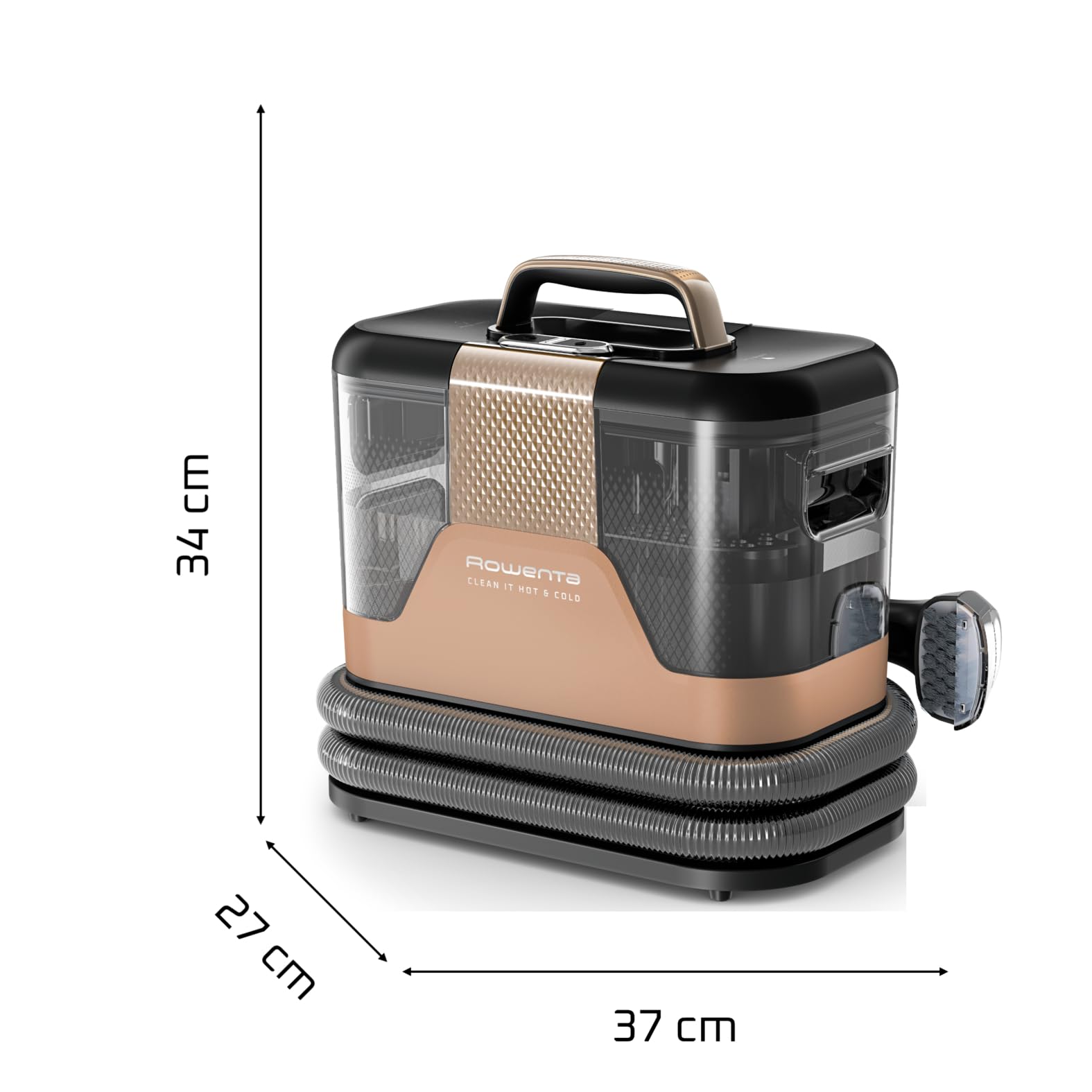 Rowenta Clean It Hot & Cold, Smacchiatore 3 in 1 con Tecnologia PowerHeat, per Pulizia a Caldo e Freddo di Tappeti, Divani e Auto, Colore Copper Tinto, 1150W, IN7021