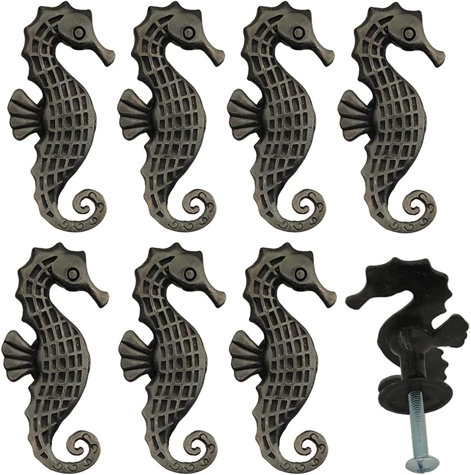 Beach Ocean Theme Cabinet Knobs，glrovazas 8 Pcs Retro Marine Theme Handle Furniture Door Pull for Cabinet Drawer Closet Closet Shoe Cabinet Bookcase Hardware Ancient Tin Decorative Accessories