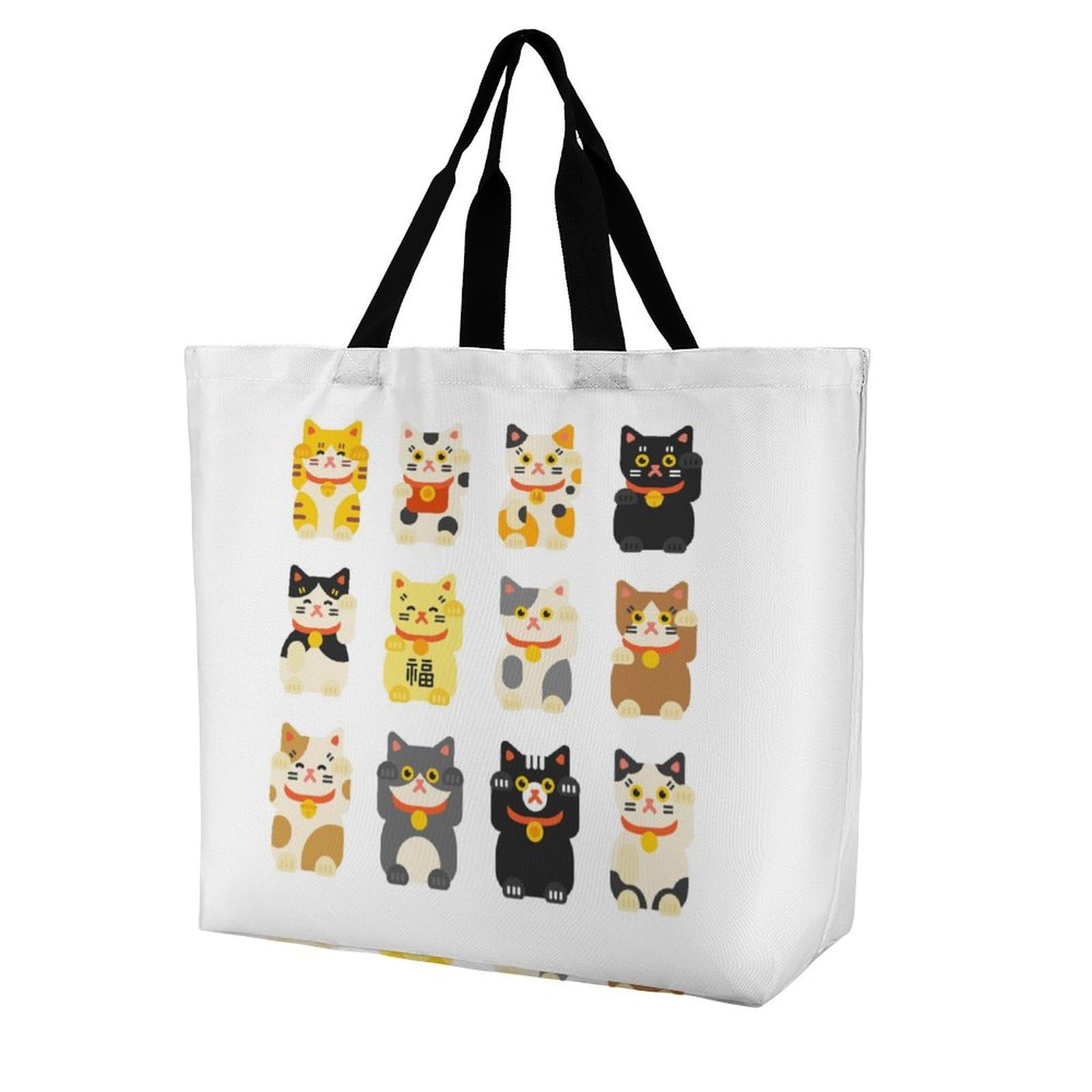 大きめトートバッグ 大きな招き猫 開運招福 ハンドメイド ショルダーバッグ 大きめトートバッグ 大きな招き猫 開運招福 ハンドメイド ショルダー