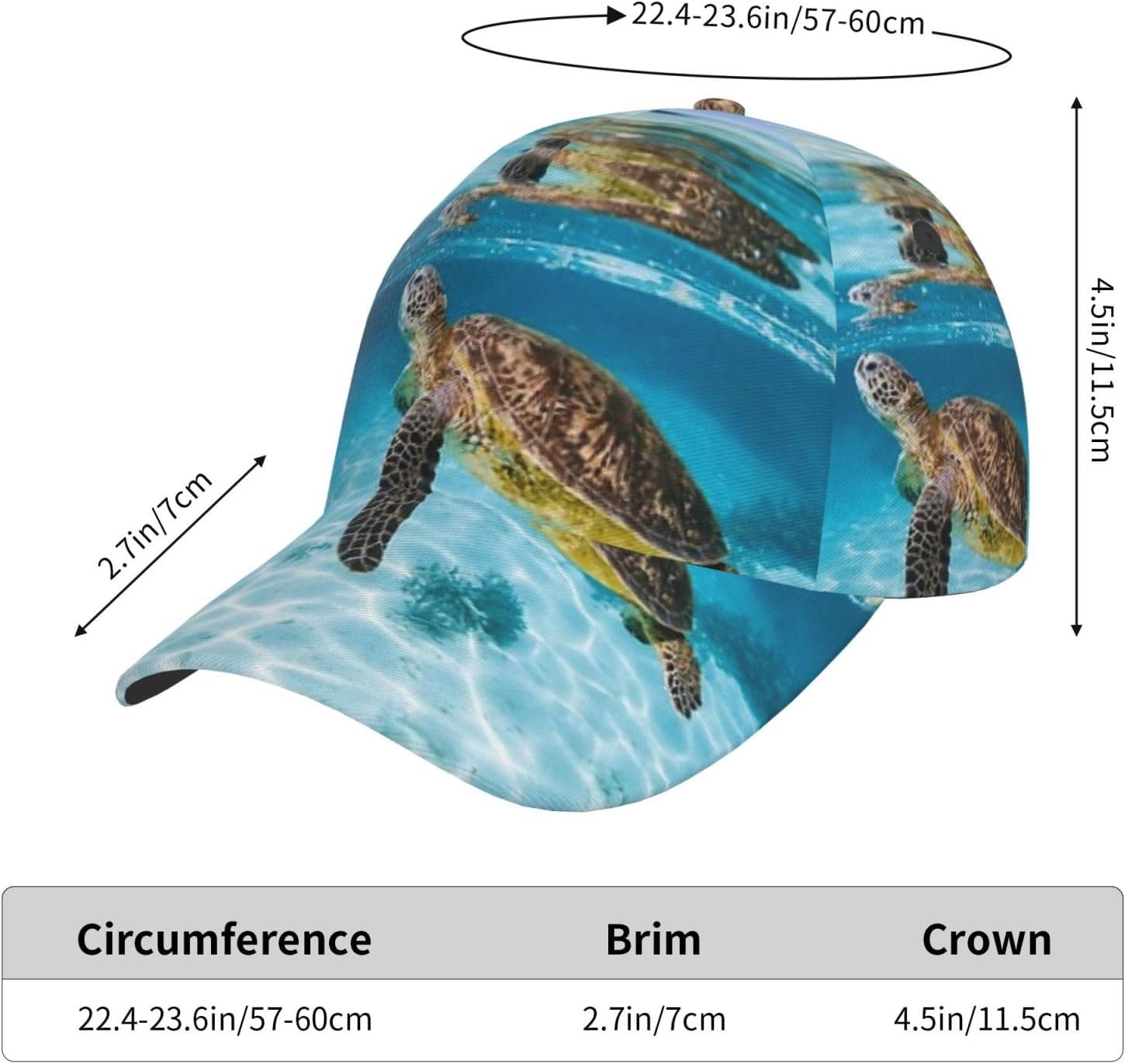 Sea Turtle Cap Beach Baseball Cap Turtle Sun Hat Adjustable Cap Turtle Hat Trucker Hat Cap for Women Men