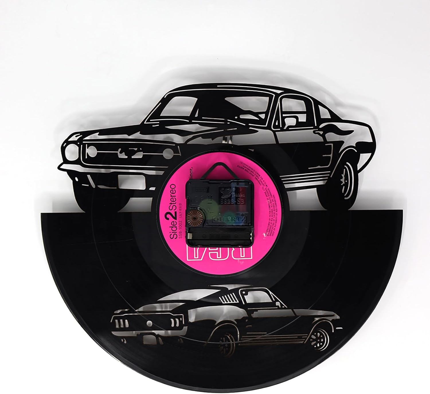 Car Wall Clock Decor Gifts for Men, 12" Silent Quartz Battery Operated Vinyl Wall Clock, Vintage Car Clock Wall Decor for Living Room,Office, Shop, Garage, Boys Room