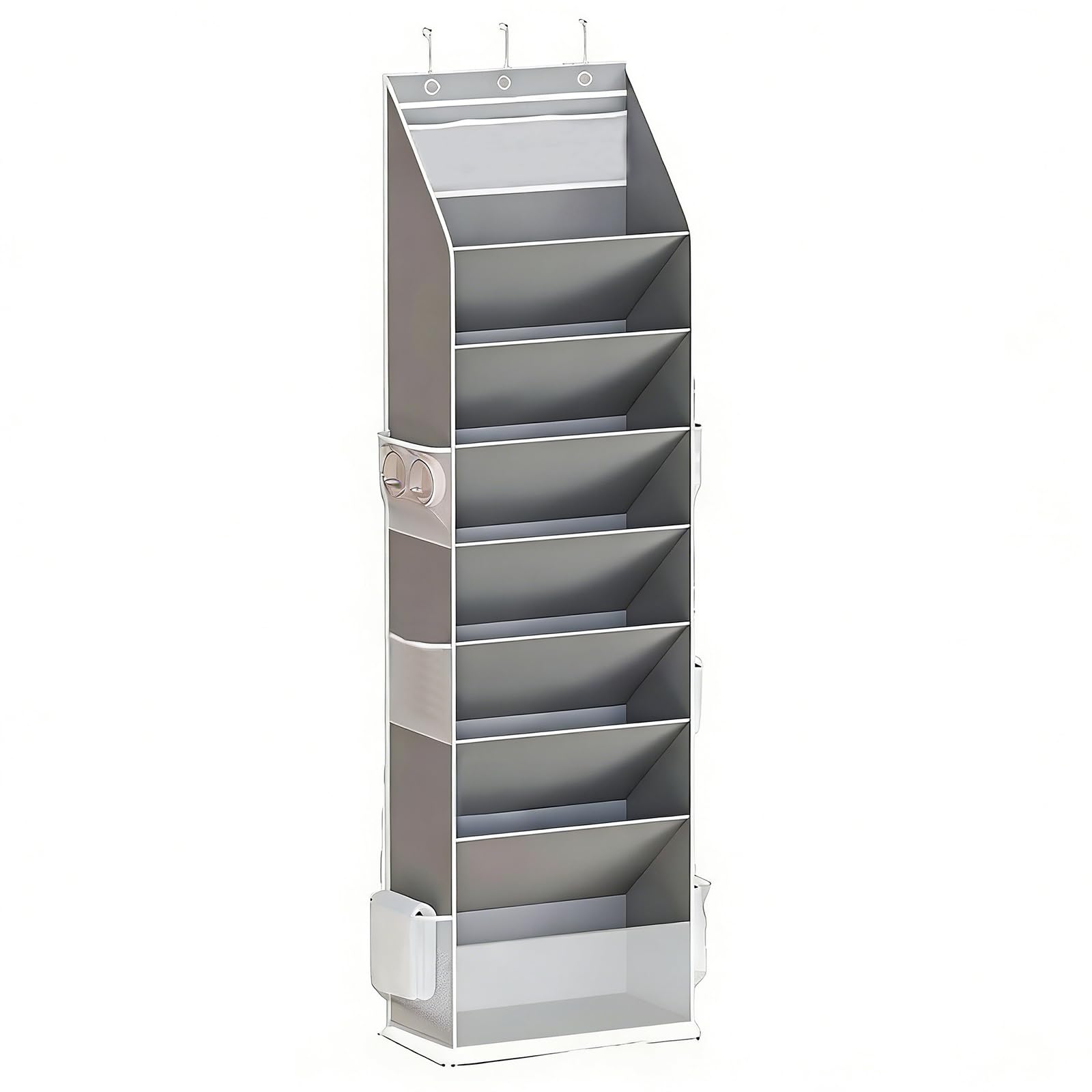 Jazuaiao Space Saving Hanging Footwear Shelf with 8 Rows and Side Sections Great for Arranging Shoes and Small Belongings Sturdy Oxford Fabric Shoe Rack