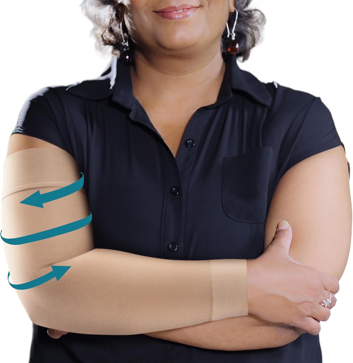 Mangas de compresión KEMFORD para linfedema, para mujer, 15-20 mmHg, 1 par, beige, talla XL, para hinchazón, edema y circulación.