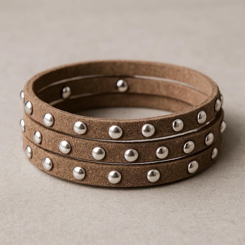 Mandala Crafts 5mm スタッド付きベージュフェイクスエードコードロープ ジュエリー製作用 - 20ヤード フェイクレ