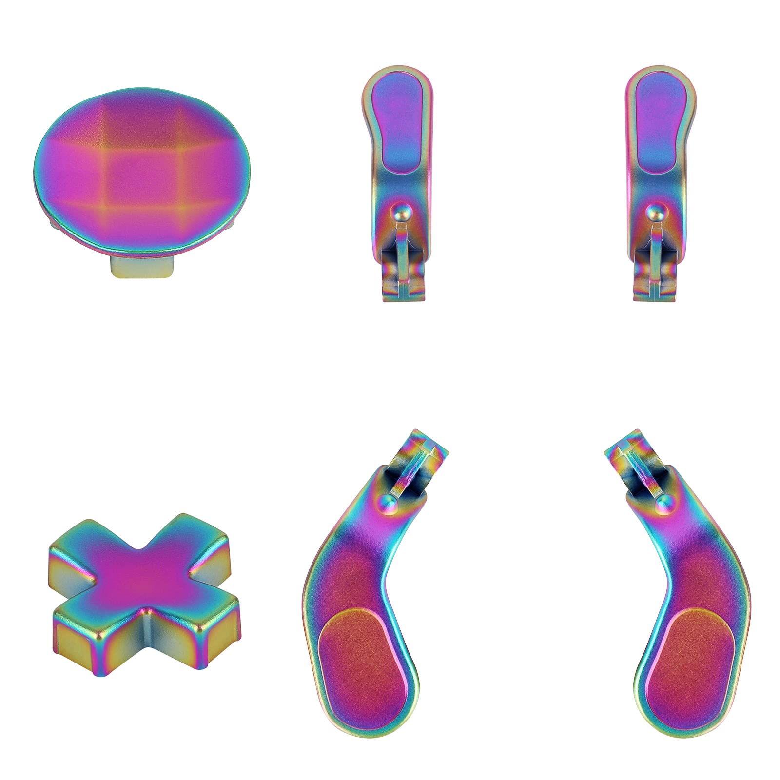 2PCS Metal D-Pad Button Replacement Kits, 4 PCS Metal Paddles, Hair Trigger Locks Replacement Parts for Xbox One Elite Controller Series 2 (Metallic)