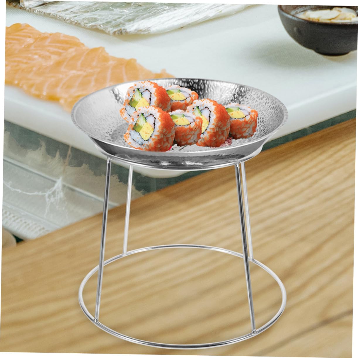 Reggi Piatto da Esposizione per Frutti di Mare 2 Pezzi in Acciaio Inox | Doppio Livello per Buffet, Finitura Argento, Facile da Pulire e Riporre