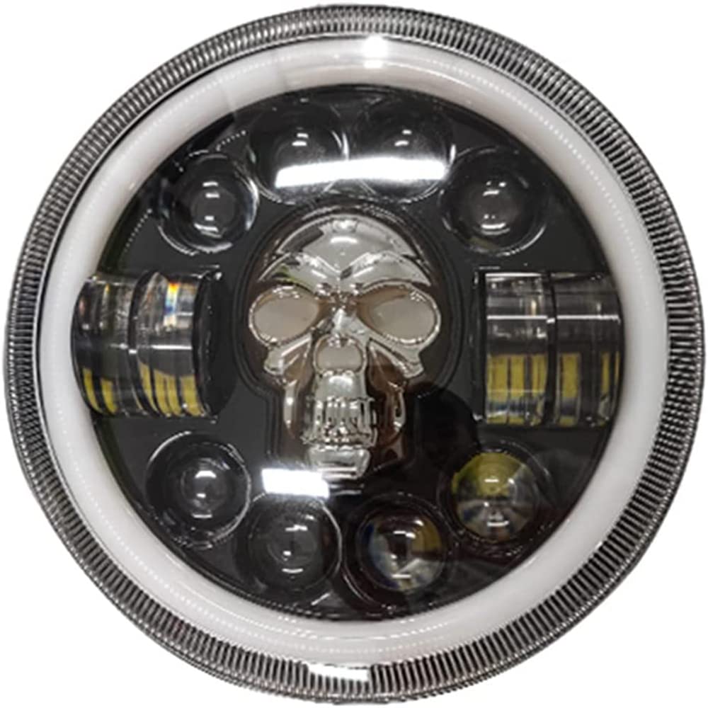 7 Calowy Reflektor Led Wysoka Martwa Wiązka Samochodowa Lampa Motocyklowa RGB Led Okrągła Czaszka światła Halo Przednie światła Dla Jeep Halle