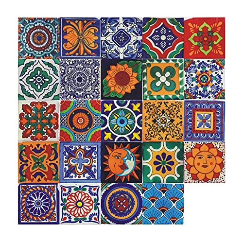 24 pegatinas de transferencia de azulejos para piso, impermeables, a prueba de aceite, mosaico marroquí, autoadhesivas, para decoración de vinilo para el hogar, baño, cocina (20 x 20)